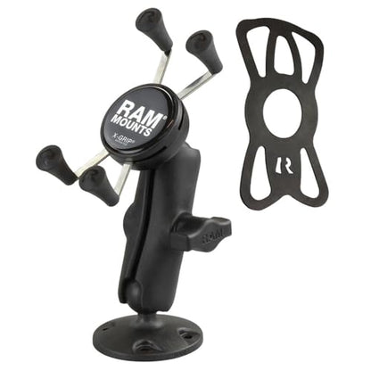 RAM MOUNTS X-Grip Drill-Down Phone Mount – Flat Surface Mount with Medium Arm (RAP-B-138-UN7U)
