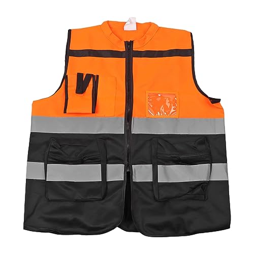 Reflective Safety Vest with Zipper for Motorcycle Riding & Traffic Management - High Visibility Orange XL