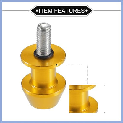 1 Pair Swingarm Spools, 8mm M8x1.25 CNC Swing Arm Spools Sliders Stand Universal for Motorcycle Durable Aluminum Gold Tone Stable