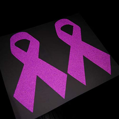 CUSHYSTORE Pancreatic Stomach Ribbon Cancer Awareness Leiomyosarcoma Testicuclar Cystic Fibrosis Support Caregiver's Month Reflective Decal Sticker for Helmet Car Laptop 3x5 cm (Purple), 6 Pack - color: Purple