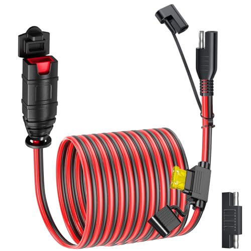 SAE Extension Cord Compatible with NOCO Genius Smart Battery Chargers, 16AWG SAE Adapter with 20A Fuse Waterproof Plugs, SAE Connector Cable for Motorcycle/ATV/UTV/Auto/Car (10FT) - size: 10FT