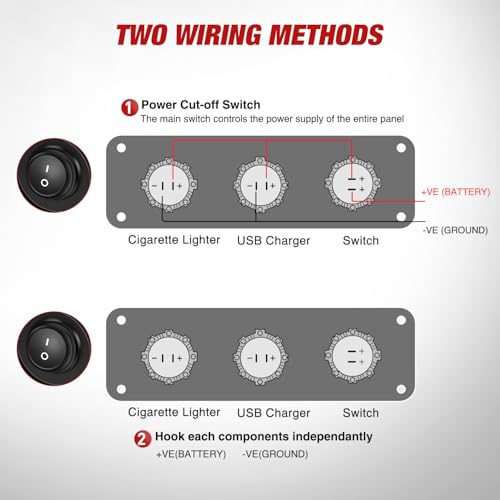Nilight 4 in 1 Charger Socket Panel Dual QC3.0 USB with LED Voltmeter Display and Cigarette Lighter Power Cutoff Switch for CarsTrucks UTV ATV - color: Dual USB w/Switch