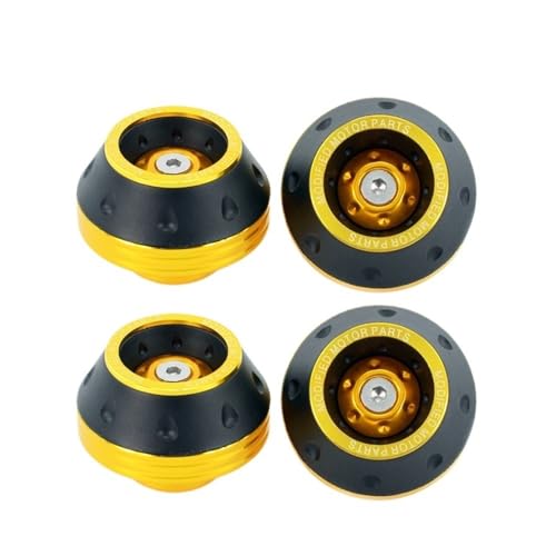 Motorcycle Frame Slider 4PCS Universal Motorcycle Wheel Protection Crash Cups Colorful Motorbike Protector Damping Moto Accessories - color: Golden x4