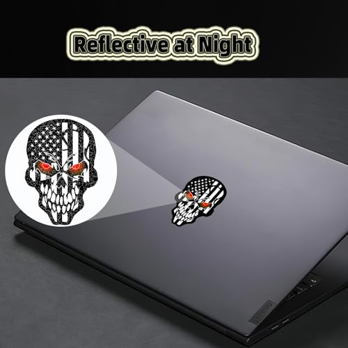 6pcs Reflective Black American Flag Hard Hat Stickers, Black Ops Decals for Tactical Gear, Patriotic USA Skull Flags Toolbox Helmet Labels Patriotic Old Glory