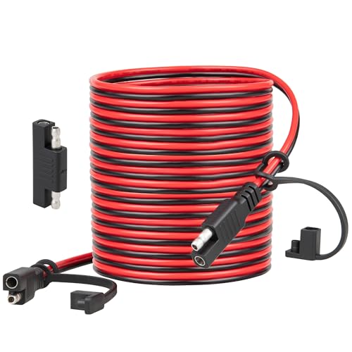 Oyviny 25FT Battery Charger SAE Extension Cable 16AWG, 2 Pin SAE Quick Connector for Solar Panel,Automotive,Charging, Trolling Motor with Reversing Adapter - style: 25FT