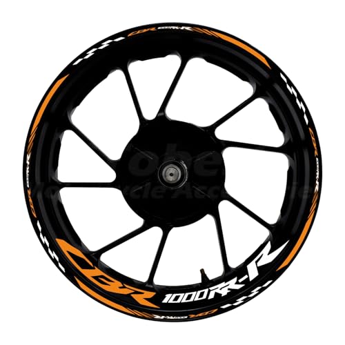 CBR 17 inch Wheel Rim Stickers Decals Tape Compatible with CBR1000RR-R 2004-2025 Motorcycle Reflective Rim Tapes Sticker Stripe (Orange) - color: Orange