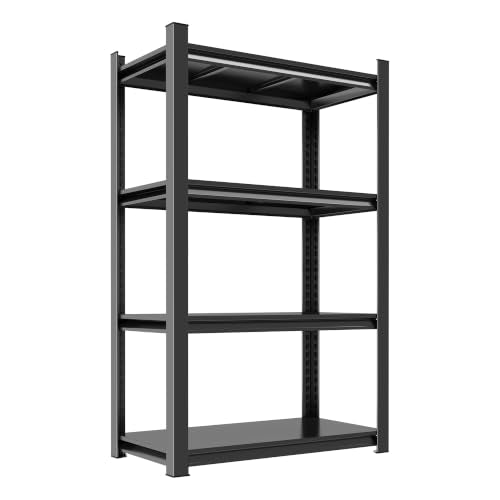 35 Inch Wide Heavy Duty Garage Shelving Unit, 4-Tier Metal Storage Shelves, Adjustable Sturdy Shelf Rack for Garage, Basement, Pantry, Kitchen, Closet, Warehouse, 63"H x 35"W x 12"D, Black - size: 4 Tier | 63" H x 35" W x 12" D
