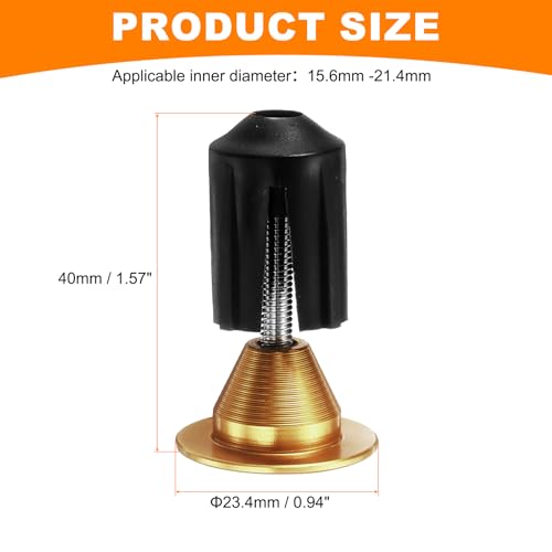 HARFINGTON Bike Handlebar End Plugs Aluminum Bar End Caps 16-21mm Adjustment Expanding Locking with Tool for MTB Road BMX Fixed Gear Bike, Gold - color: Gold