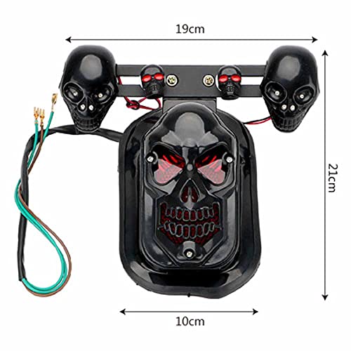 Motorcycle Skull Tail Light Integrated Turn Signal Skull Shape Black Casing Amber LED Brake Taillight Led Lights Fit for Har-ley - color: Black 4