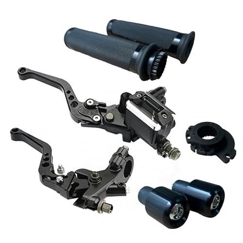 Universal Motorcycle Brake Lever 7/8" 22mm Handlebar Brake Master Cylinder Clutch Levers Left & Right Set for Sport Bike/Street Bike/Scooter/Dirt Bike Clutch Lever (Black) - color: Black-Set