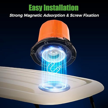 10L0L Golf Cart Flashing Safety Warning Light - 12-80V Wide Voltage Strobe Light with Remote Control, 360° Rotation, Magnetic Base, 3M Cable for Golf Cart School Bus Police Car Yacht
