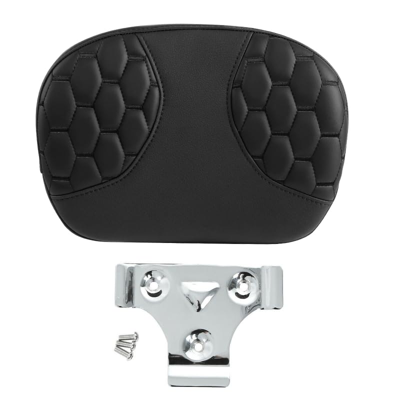 C.C. RIDER Passenger Sissy Bar Backrest Pad Fit for Harley Touring Road Glide Dyna Fat Bob 1997-later CVO Street Glide Ultra Classic - color: Black Stitching, size: Style C