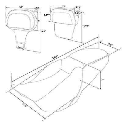 C.C. RIDER Classic Seat Backrest Pad - Driver Seat Rider Sissy Bar Passenger Backrest Pad Kit fit for Harley Davidson Touring Road King Street Glide Electra Glide Road Glide 2014-2023 - color: Seat + Driver + Passenger Sissy Bar Black Orange