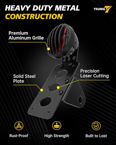 TSUNG Motorcycle LED Tail Brake Light with Side Mount License Plate Bracket, IP67 Waterproof, Polished Finish, Rear Light Assembly (Slat Kit) - color: Slat Kit