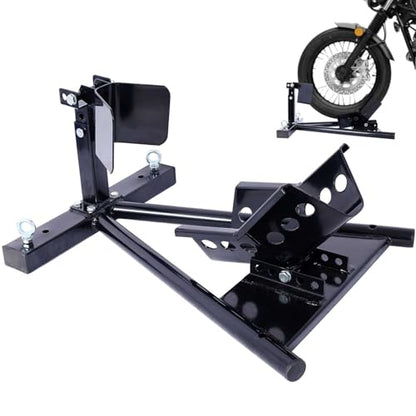 Motorcycle Wheel Chock for Trailer, Adjustable Front Tire Stand Up to 3000 lbs, Steel Motorcycle Chock for 17"-21" Wheels, Secure Bike Tire Holder for Truck, Garage, and Transport – Black