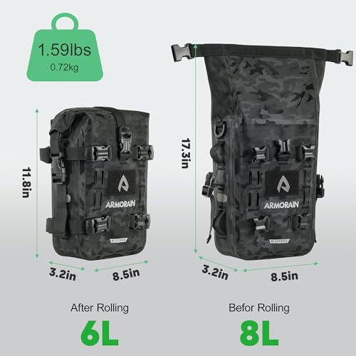 Motorcycle Crash Bar Bag Waterproof Storage Capacity 6L/8L Bumper pack Fender pouch Universal motor kit bags (6L Black Camo) - color: 6L Black Came