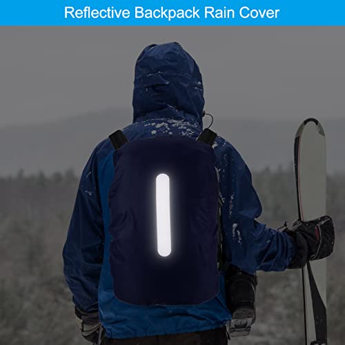 PATIKIL Waterproof Backpack Rain Cover, Non-Slip Backpack Cover with Vertical Reflective Strap Stay Dry for Hiking, Camping, Hunting - color: Dark Blue, size: Medium