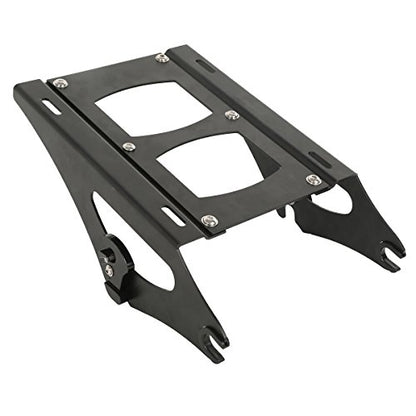 XFMT Motorcycle 5.5" Razor Trunk Luggage Black Latches W/Backrest Pad + Black Mount Rack For Harley Touring Road King Street Glide Road Glide Electra Glide Ultra Classic 2014-Later - color: Vivid Black W/ Black Latches Set 2