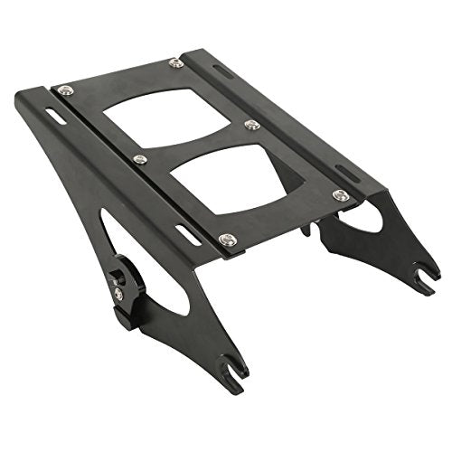 XFMT Motorcycle 5.5" Matte Black Razor Trunk Luggage W/Backrest Pad + Black Mount Rack For Harley Touring Road King Street Glide Road Glide Electra Glide Ultra Classic 2014-Later - color: Matte Black Set 2