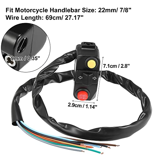Motoforti DC 12V 7/8" 22mm Motorcycle Handlebar Switch Assembly with Horn Indicator High Low Beam Light