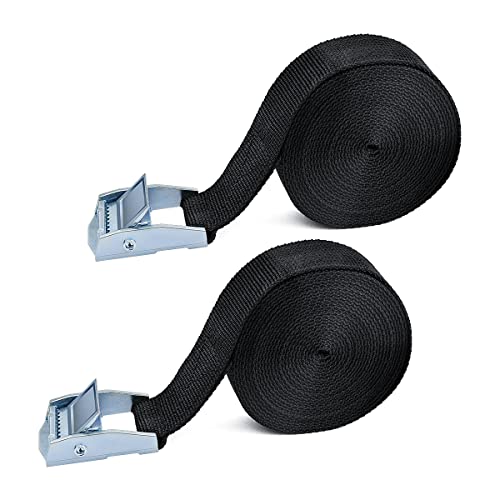 2PCS Lashing Straps with Buckles Adjustable, Up to 600lbs,Tie Down Straps for Motorcycle, Cargo, Trucks,Trailer,Luggage (1" x 16.4') - size: 1" x 16.4'