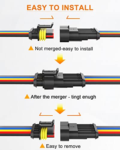 NAOEVO 5 Pin Connector Waterproof, 16 AWG 5 Wire Connectors, Automotive Electrical Male and Female Plug with Heat Shrink Tubing for Car Truck Boat Wire Connection, 6 Kits - size: 5 Pin