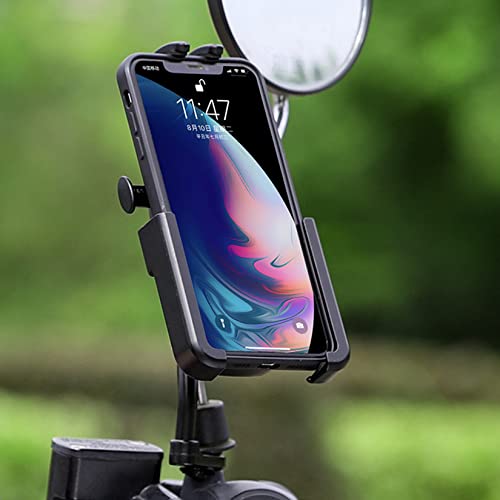 Motorcycle Phone Mount, Aluminum Alloy Scooter Cellphone Holder Moped Rearview Mirror Smartphone Universal Mount for 4.0''-7.0'' Smart Devices, 10mm Diameter, 360° Rotation, Quick Release - color: Aluminium Alloy
