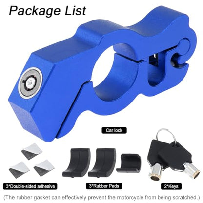 Windance Motorcycle Anti Theft Lock,Heavy Duty Front Brake Lock,Throttle Grip Clutch Brake Lever Handlebar Protection (Blue, L) - color: Blue