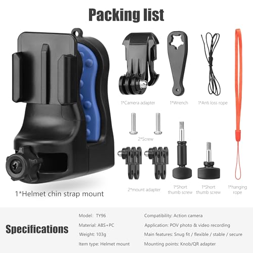 Motorcycle Helmet Chin Mount for GoPro Hero 13 12 11 10 9 8 7 - Compatible with Insta360 & DJI Osmo Action - No Glue Scratch-Free 180° Rotatable Quick Release - Fits Full-Face & Modular Helmets