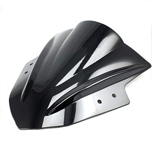 Double Bubble Windshield Windscreen for Kawasaki Ninja 300 EX300R 300R 2013-2017 (Black) - color: Black