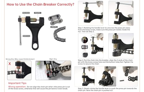 Windance Motorcycle Chain Link Breaker,Chain Pin Removal Tool with 10 Connecting Master Link for 50cc 125cc Dirt Pit Bike ATV Quad Go Kart Scooter Mini Bike (420)