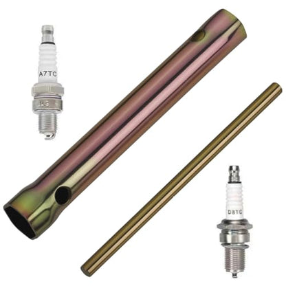 18MM Motorcycle Ignition Spark Plug Spanner Wrench Socket Tool -16-18mm(5/8-45/64'') Double Ended with 2 D8TC A7TC Spark Plug