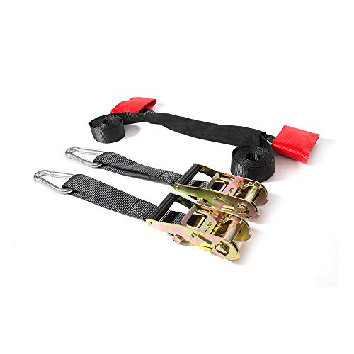 MOTO4U Motorcycle Handlebar Tie Down Straps with Ratchets and Snap Hooks,Heavy Duty Motorcycle Dirt Bike Handlebar Tie Down Strap with Ratchets Front Handle Tie Down in Red