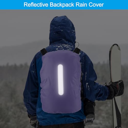 PATIKIL Waterproof Backpack Rain Cover, Non-Slip Backpack Cover with Vertical Reflective Strap Stay Dry for Hiking, Camping, Hunting - color: Purple, size: Large