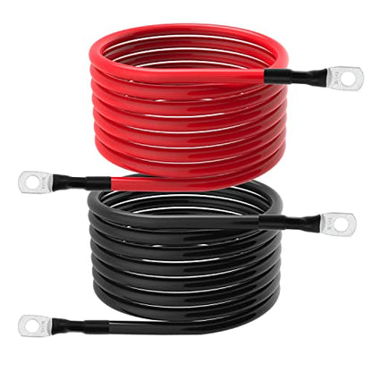 6 AWG Battery Cables 6 Gauge Battery Power Inverter Cable with 5/16 Inch Tinned Copper Lugs Both Ends for Solar Marine Boat RV Car Motorcycle 2 pcs (7FT) - size: 7FT