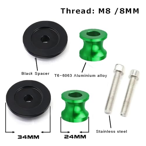 For Z900 2017-2025 8MM Swing arm Spools Slider Stand M8 x1.5 Green for KAW&-ASA*KI Z900 SE Performance Z900RS 2017 2018 2019 2020 2021 2022 2023 2024 2025 - color: SS-Green