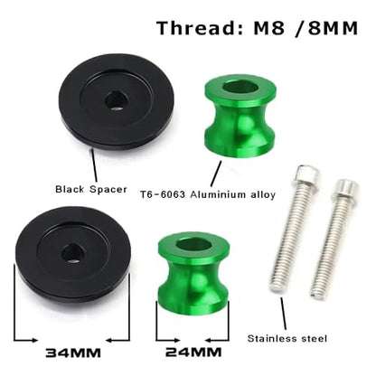 For Z900 2017-2025 8MM Swing arm Spools Slider Stand M8 x1.5 Green for KAW&-ASA*KI Z900 SE Performance Z900RS 2017 2018 2019 2020 2021 2022 2023 2024 2025 - color: SS-Green
