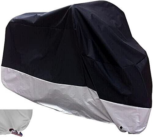 XYZCTEM All Season Black Waterproof Sun Motorcycle Cover,Fits up to 97" Motors - color: Black & Silver, size: 97"