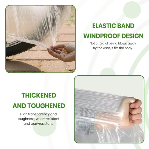 2PCS Motorcycle and Bicycle Cover - Transparent Waterproof + Secure Closure Design - Made of High-Strength Plastic, Lightweight and Portable, Effortless Quick Installation