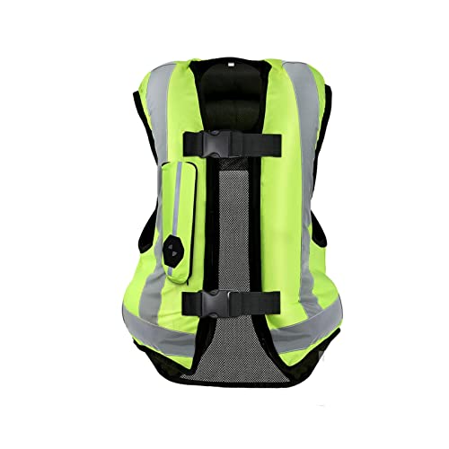 Motorcycle Airbag Vest Airbag Vest Protective Jacket High Visibility with Adjustable Buckle for Cycling (Green L) - color: Green, size: Large