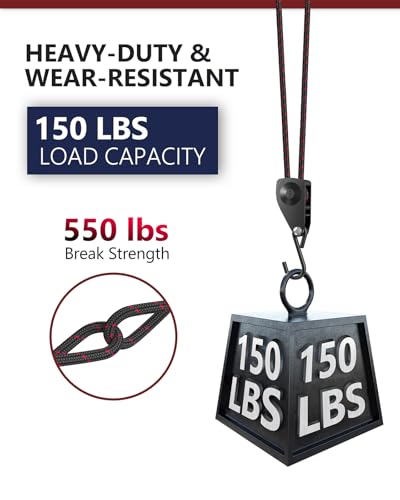 VIPARSPECTRA Ratchet Tie Down Straps, 1/4" Adjustable Rope Hangers [2 Pack, 12FT, 150 lbs/Pack], Heavy Duty Kayak Pulley System with Hooks for Garage Cargo Trucks Tents Grow Lights Various Lashing - size: 1/4" 2-Pack