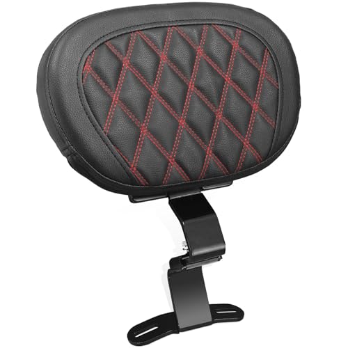 YHMOTO Motorcycle Driver Rider Backrest Pad For Harley Davidson Touring CVO Street Glide Road King Road Glide Electra Glide Ultra Limited models 2009-2023 (Black-Red Stitching) - color: Black-Red Stitching