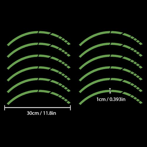 12PCS Reflective Car Wheel Stickers, Night Safety Warning Bicycle Stickers, Anti-Scratch Reflective Rim Decals for Car Motorcycle Cycling Bike (Green) - color: Green