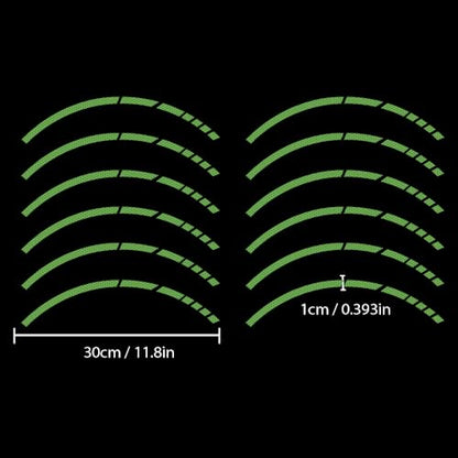 12PCS Reflective Car Wheel Stickers, Night Safety Warning Bicycle Stickers, Anti-Scratch Reflective Rim Decals for Car Motorcycle Cycling Bike (Green) - color: Green