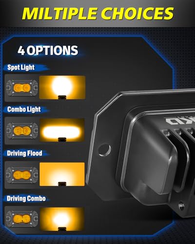 Amber Flush Mount LED Pods, AKD Part Flood CREE LED Flush Mount Fog Lights 40W Amber Chase Lights Bumper Driving Backup Reverse Light Pods for Trucks Pickup SUV UTV ATV Snowmobile - color: Amber Flush