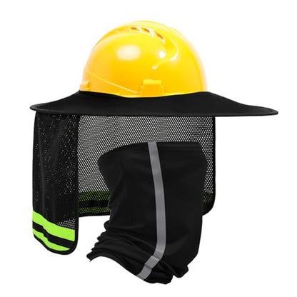 TCCFCCT Full Brim Mesh Neck Sun Shield, High Visibility Sun Visor Neck Protection and Bandana Headband Face Scarf, Hard Hat Accessories, 2 Packs, Black - color: Sun Shade 1+bandana 1 Black
