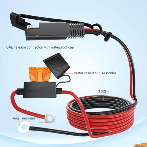 Nilight Waterproof Motorcycle USB 3.1Amp Quick SAE to USB Charger Adapter O Ring Terminal Cable Harness with Inline 5Amp Fuse Handlebar for Mobile Devices GPS - color: SAE TO USB Adapter