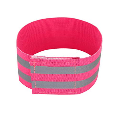 X AUTOHAUX 8pcs Reflective Bands for Arm High Visibility Night Cycling Riding Reflector Tape Straps Bracelet - color: Pink