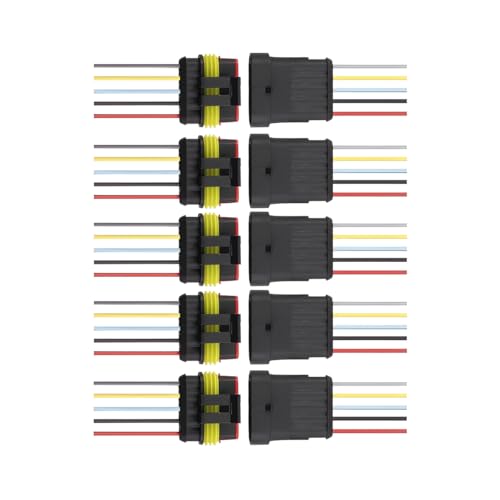 5PCS 5 Pin Car Electrical Wire Connector, Waterproof Male and Female Vehicle Terminal Wire Connectors Plug, Automotive Wire Plug Socket Kit, Universal for Sedan Truck Motorcycle - size: 5 Pin