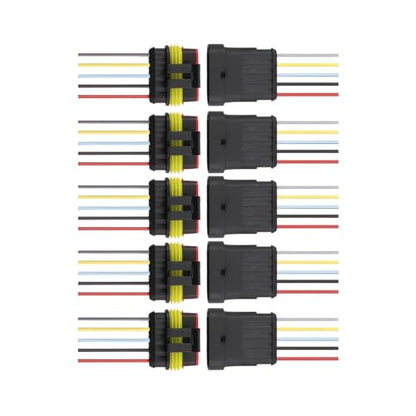 5PCS 5 Pin Car Electrical Wire Connector, Waterproof Male and Female Vehicle Terminal Wire Connectors Plug, Automotive Wire Plug Socket Kit, Universal for Sedan Truck Motorcycle - size: 5 Pin